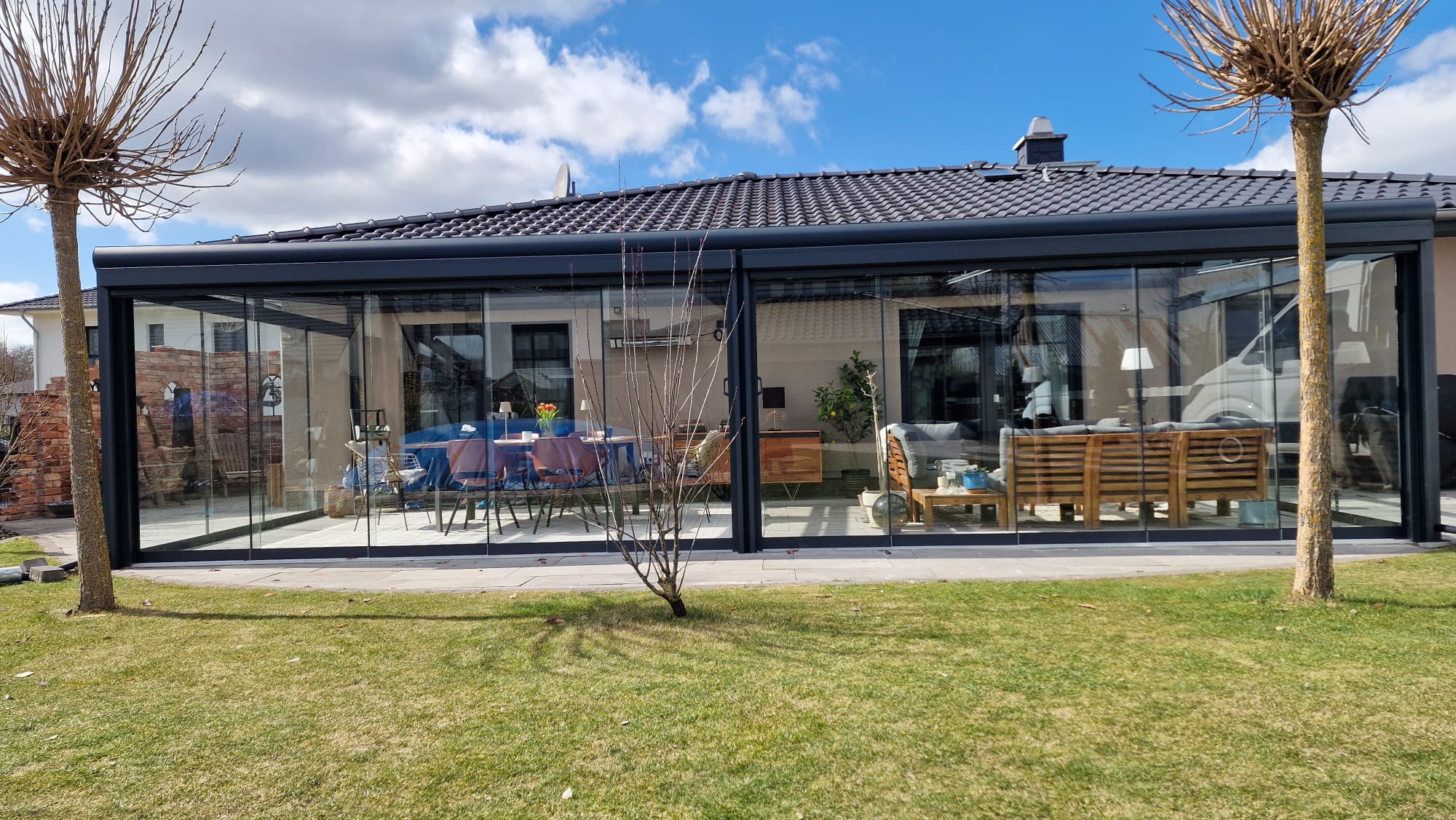 Wintergarten Glas Modern Anthrazit